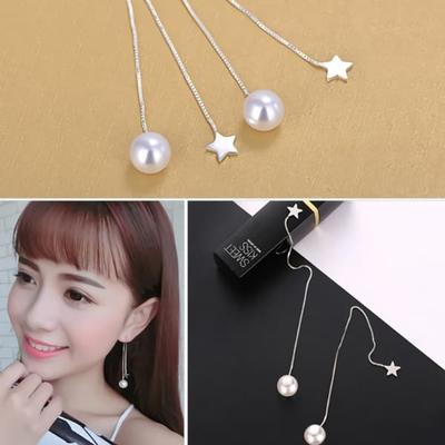Women's Silver Needle Earrings Daily U124