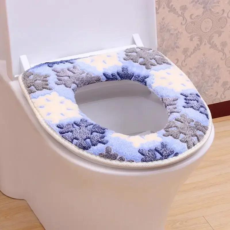 1 Piece Bathroom Heater Washable Cloth Toilet Seat Cover Toilet Seat Warming Pad Toilet Seat Set