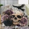 Rose Skull Halloween Blanket Ghost Print for Sofa Chair Skin-Friendly Soft Blanket 2025 New for Home Halloween Decoration