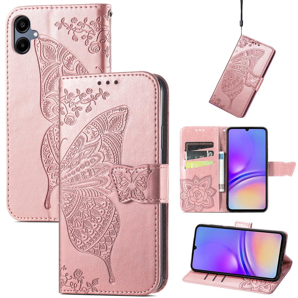 For Samsung Galaxy A06 4G Case PU Leather Wallet Phone Cover Butterfly Pattern