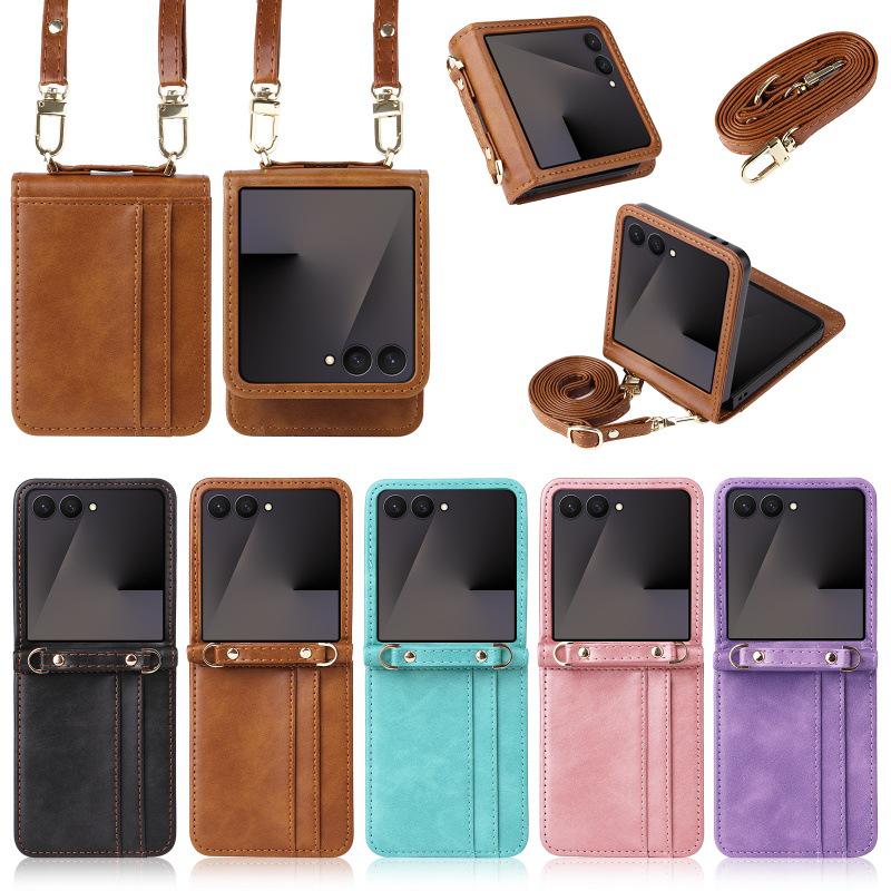 Leder Crossbody Tasche für Samsung Galaxy Z Flip 7/6/5/4 5G - Flip Phone Hülle für Damen