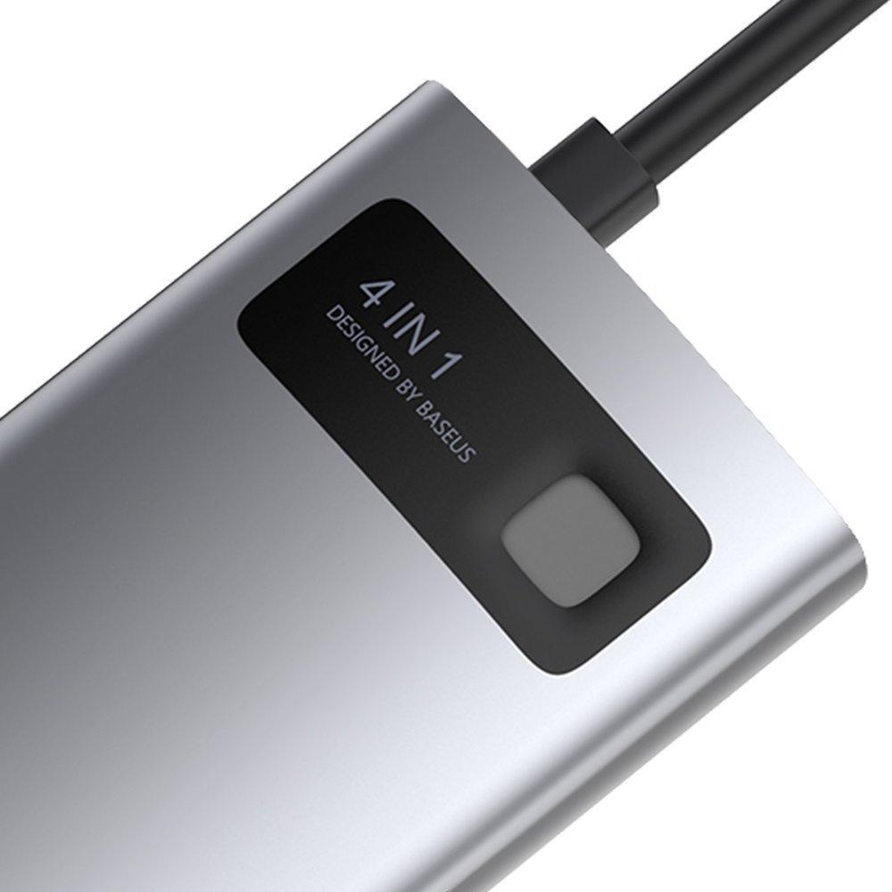 Baseus Metal Gleam 4-in-1 USB-C Hub: 100W PD, 4K HDMI, USB 3.2 Gen 1 & 2.0 - Model CAHUB-CY0G