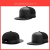 Schwarze Leder Hip Hop Baseballkappe Mit Atmungsaktiver Baumwolle Für Streetwear Und Freizeitkleidung