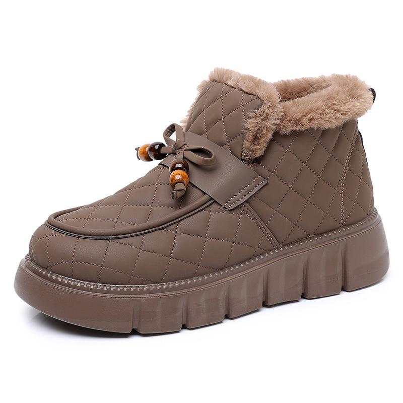 

Жіночі модні легкі водонепроникні зимові теплі снігові чоботи на товстій підошві, з фіксаторами для стопи, вовняною підкладкою та хутром, нековзні, для дозвілля, спортивні бавовняні чоботи 42 кавовий