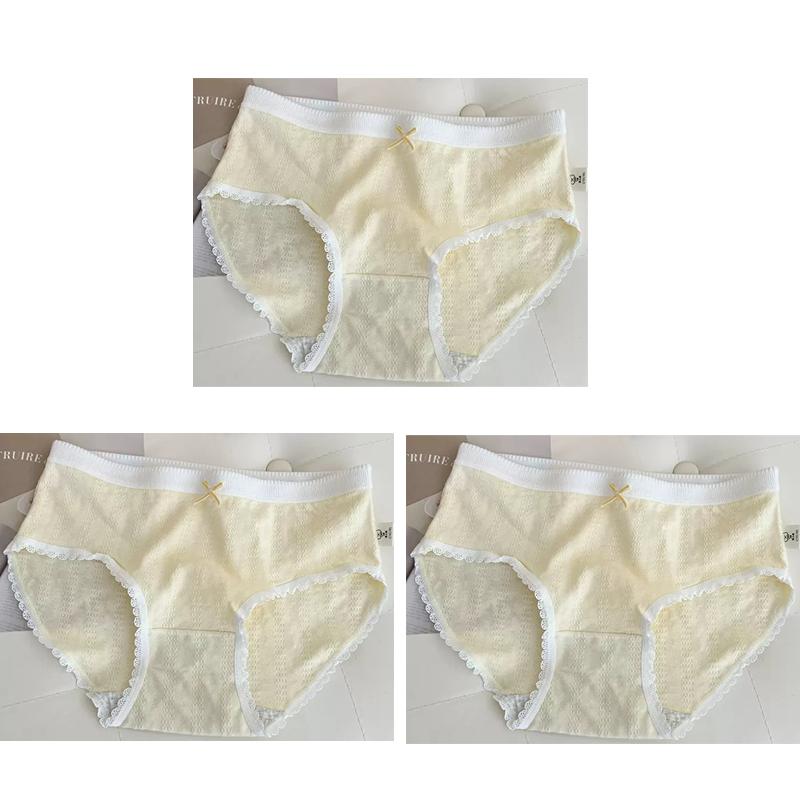 3pcs Cotton Women Flower Printe Panties Adolescent Mid Waist Underwear Girl Fashion Brief Breathable Panty Student Soft Lingerie