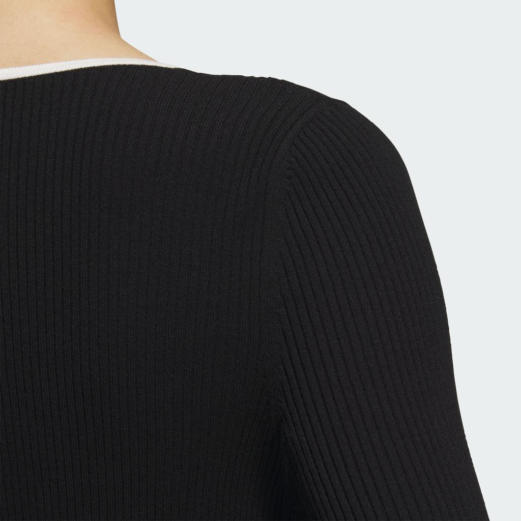 Adidas Kolekce Originals Adicolor Podzim Zima 24 Logo Přiléhavý Čtvercový Výstřih Dlouhý Rukáv Pletený Top Dámské topy Černá JM8052