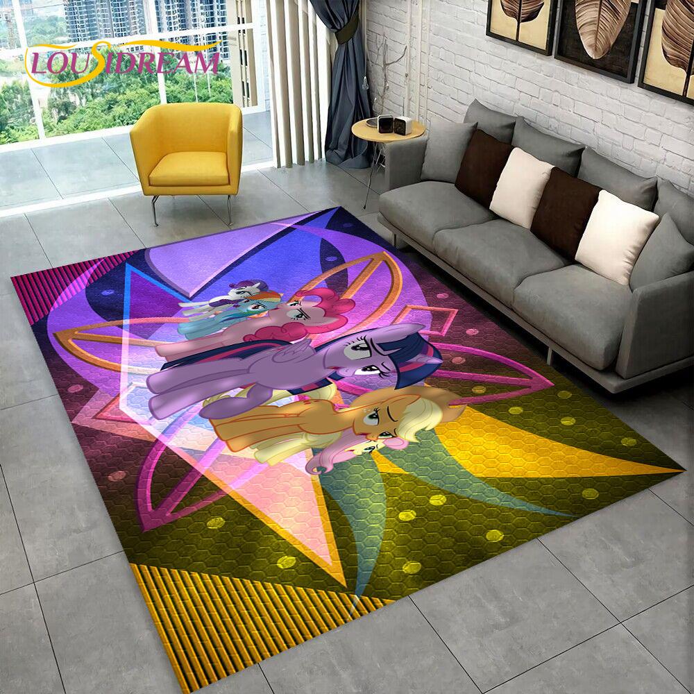 Cute 3D P-Pony Cartoon Unicorn Area Rug,Carpet Rug for Home Living Room Bedroom Sofa Doormat Decor,kids Play Non-slip Floor Mat