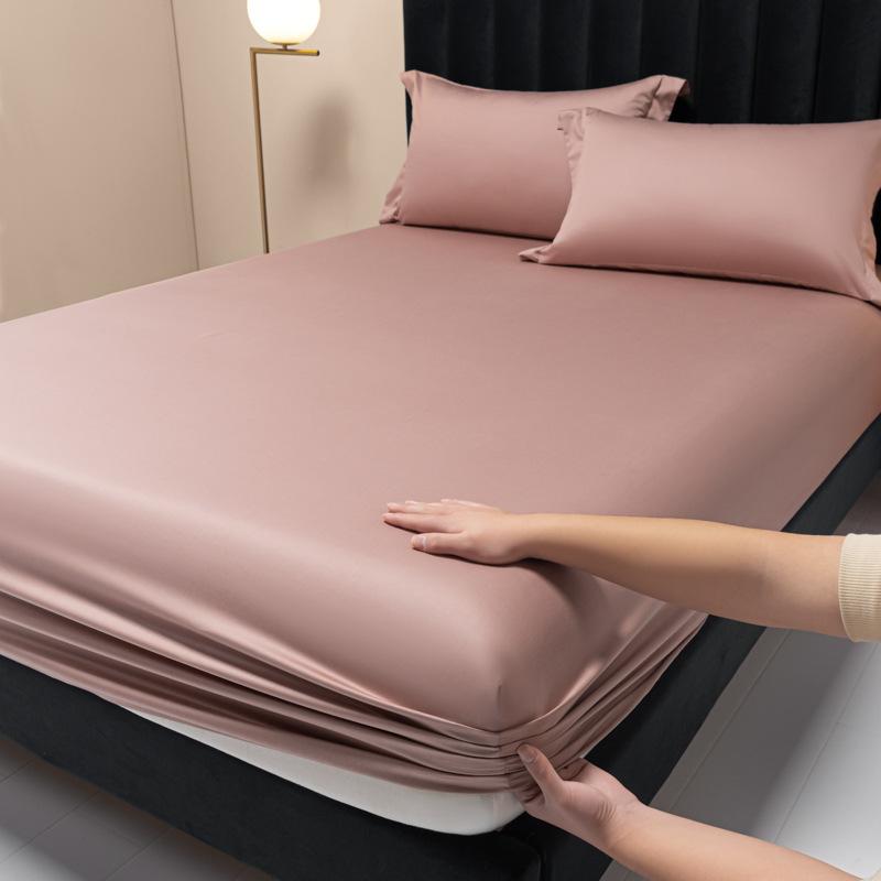 Neues Einzelbettlaken aus doppelsträngiger langstapeliger Baumwolle mit 100 Fäden, einfarbig, leichter Luxus-Matratzenschutzbezug