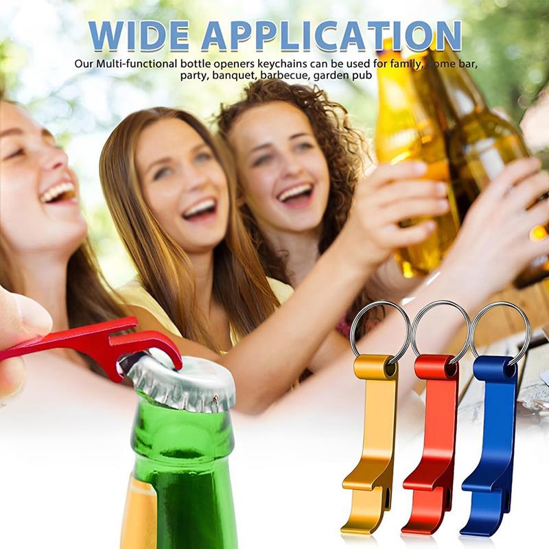 3 Pcs Bottle Opener Set with Keyring Aluminum Alloy Bottle Opener Multifunction Beer Opener Kit Mini Bottle Opener for Party Bar