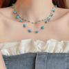 Summer dopamine stained glass crystal beaded necklace collarbone chain design sense niche item decoration
