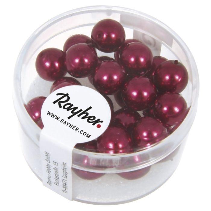 Perles en verre - RAYHER - Bordeaux - Couleur rouge - Mixte