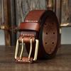 Men's Leather Double Needle Buckle Classic Tow Row Hole Jeans Belt Cowboy Hollowed Out Waistband Width:3.8cm Length:105-125cm