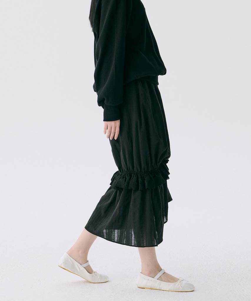Jun Jun Space Vol12. Frill Long Skirt_Black(Vol12. Frill Long Skirt_Black