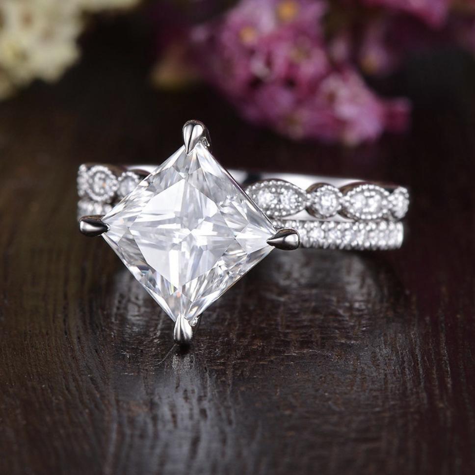 Women's Diamond Rings, Simple Square Diamond Accessories, Couple Rings