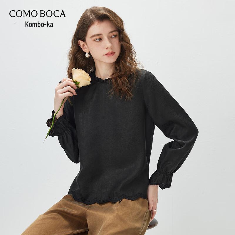 Komong Boka Women s Mulberry Silk Embroidered Long Sleeve Top M