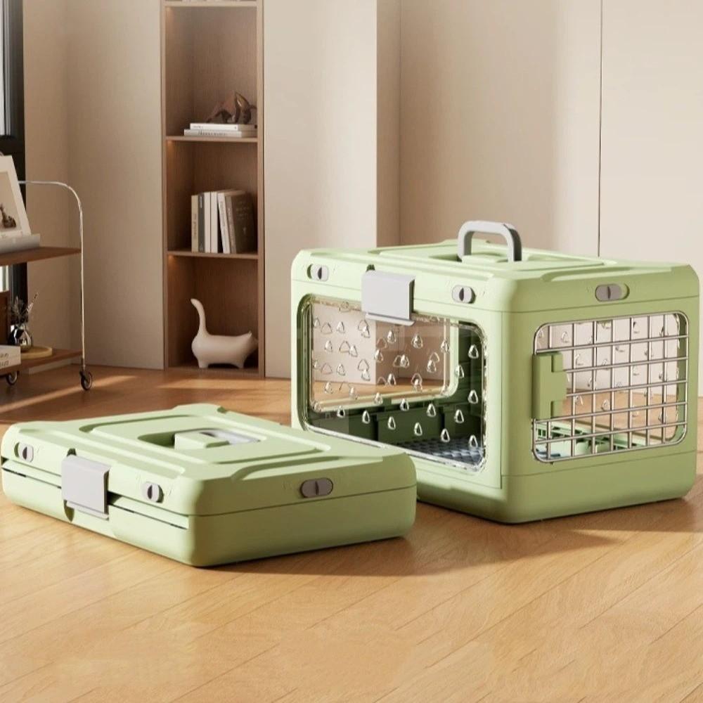 Collapsible Pet Carrier Box Breathable Thickening Foldable Cat Cage Plastic with Handle Pet Travel Cage Car Carrying