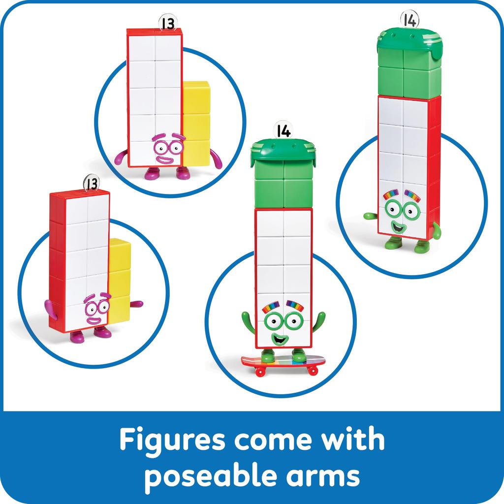 Numberblocks Friends 13 & 14 Character Figures, 3-Piece Set, 96925, Authentic