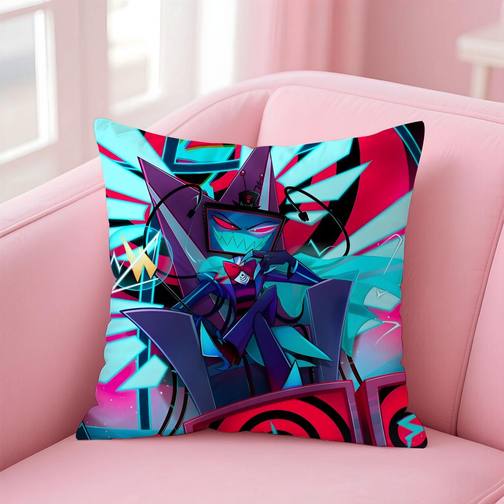 H-Hazbin H-Hotel Anime Cushion Cover Home & Car Multi-Scene Pillow Cover - Reversible, Soft & Durable for Daily Use