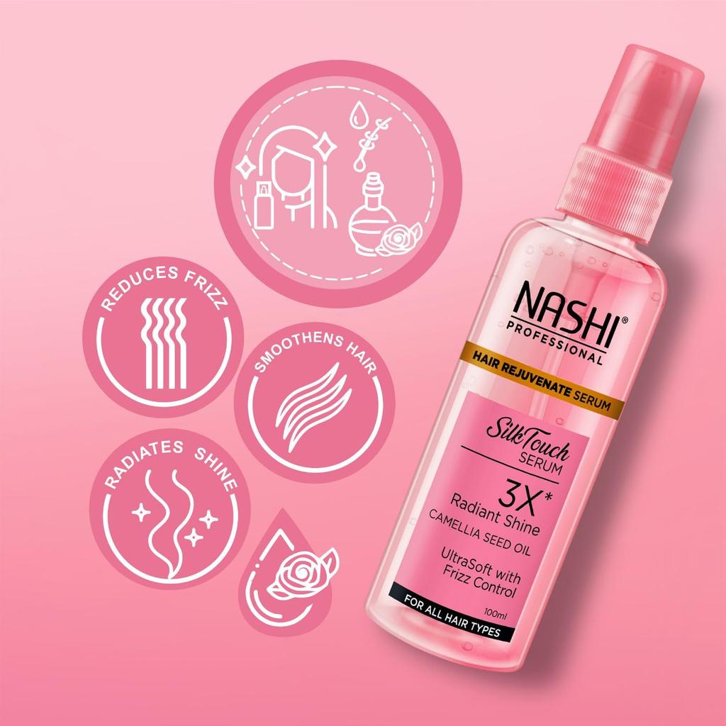 Siero Rinvigorante Professionale Nashi per Capelli 100ml con Olio di Semi di Camelia per Capelli Lisci Setosi Senza Crespo
