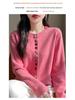 Women's Autumn Knit Faux Button Cardigan - Long Sleeve, Round Neck, Chic Loose Sweater