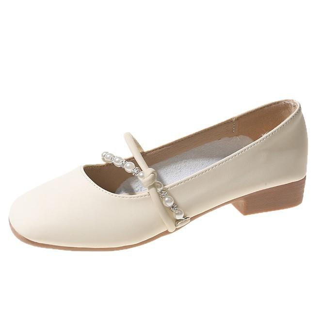 Gentle single shoes women's Mary Jane shoes French skirt 2025 Doudou evening evening breeze spring and autumn with pearl flats