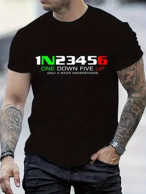 1PC Men'S Sturdy Motorcycle T-Shirt - Eye-Catching Racing Number Design - Year-Round Biker Top