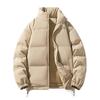 2025 Unisex Winter Stand Collar Thickened Puffer Jacket - Solid Color, Trendy Casual