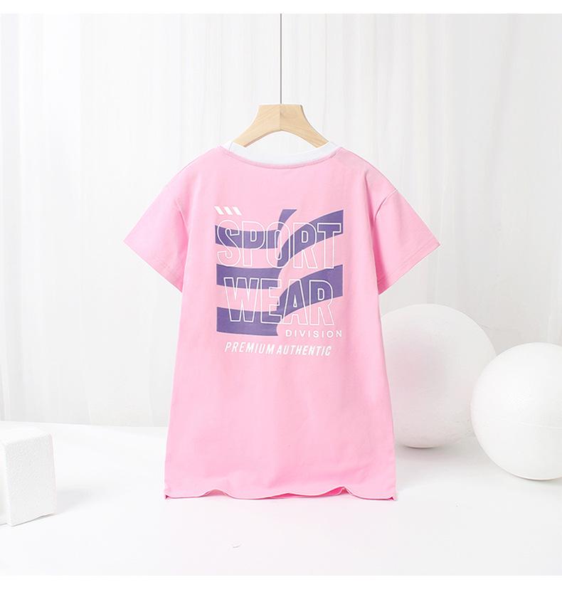 Summer Korean Style Girls' Fashion Printed Breathable Dress with Long/Short Sleeves