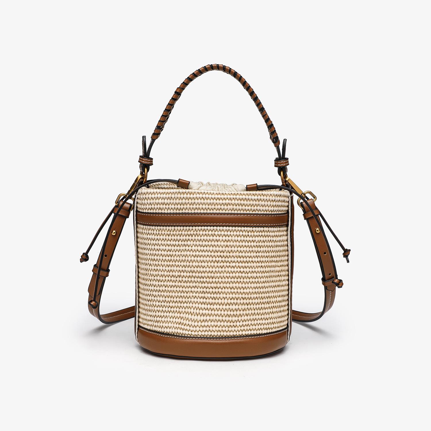 2024 Cross-Border Women s Bag for Autumn and Winter Fashion Travel, Color-Block Shoulder Bag, Handbag, Crossbody Bag, Woven Bucket Bag хаки