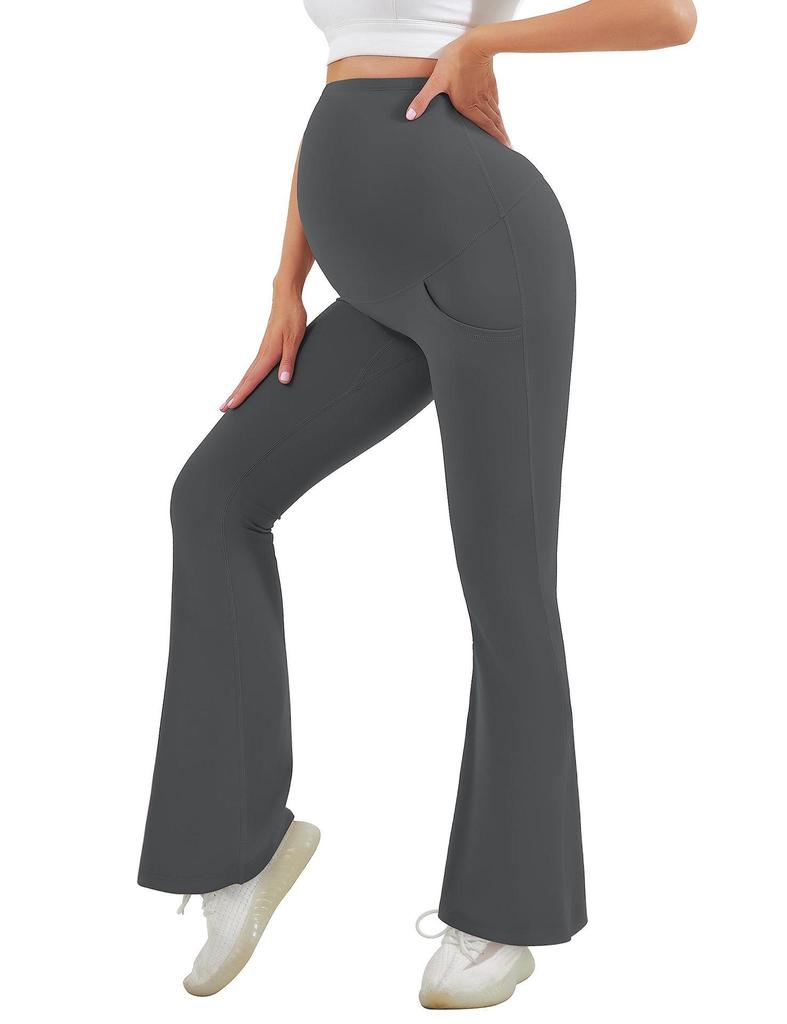 European & American High-Waisted Maternity Support Pants, Nylon Stretch, Micro-Flare, Plus Size, Versatile Outerwear JL13