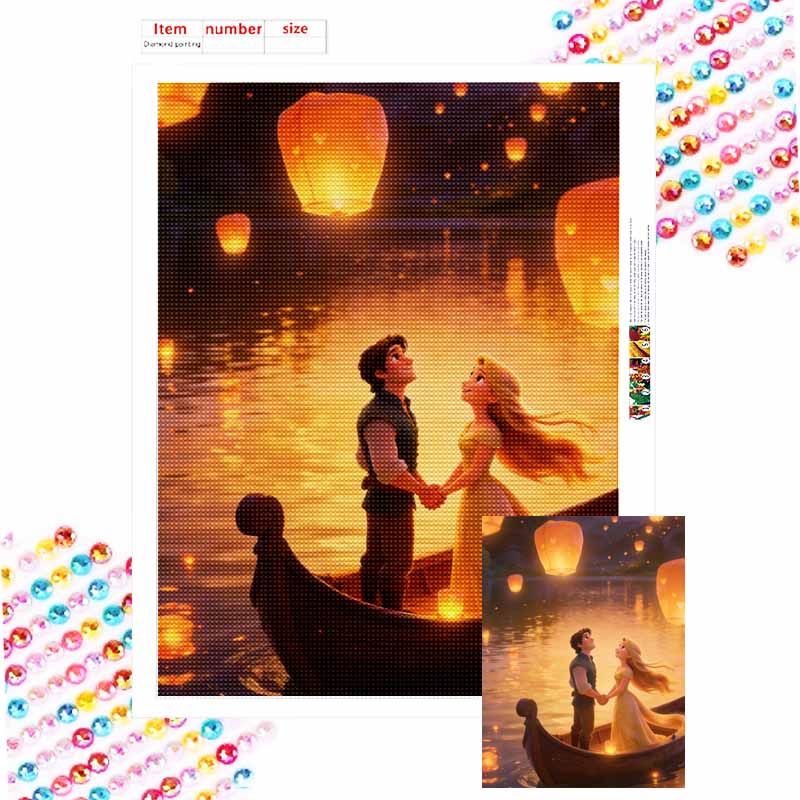 Disney Diamond Painting Art Kit Tangled Rapunzel Flynn Rider Floating Lanterns Handmade DIY Home Decor Gifts Round 20x30cm