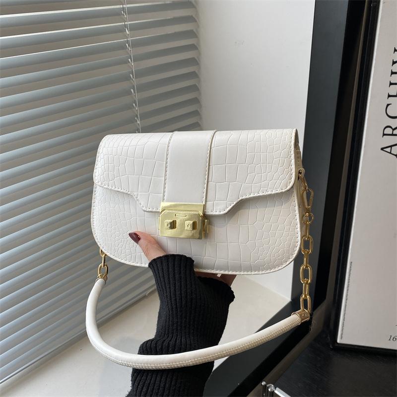 Niche Texture Crocodile Pattern Small Square Bag Women's New Fashionable High-value Shoulder Bag Versatile Messenger Underarm Bag Chain