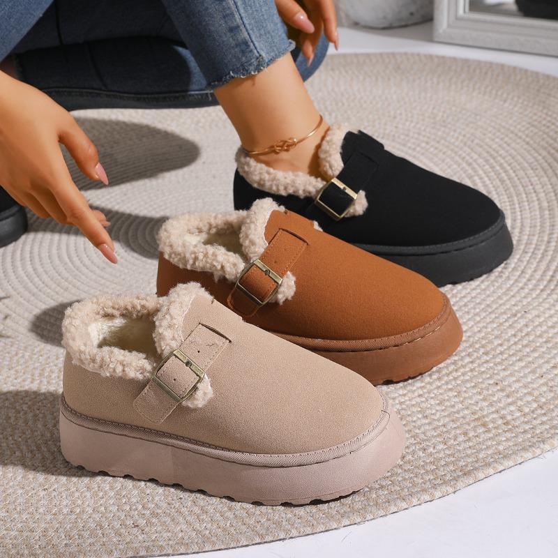 Large size casual winter new outer wear one-pedal Boken round head warm cotton shoes women