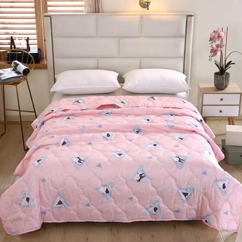 Quilt Comfortable Summer Sleep Brushed Printed Summer Cool Blanket Skin-friendly Air-conditioning Comforter Bedspread Bed Cover