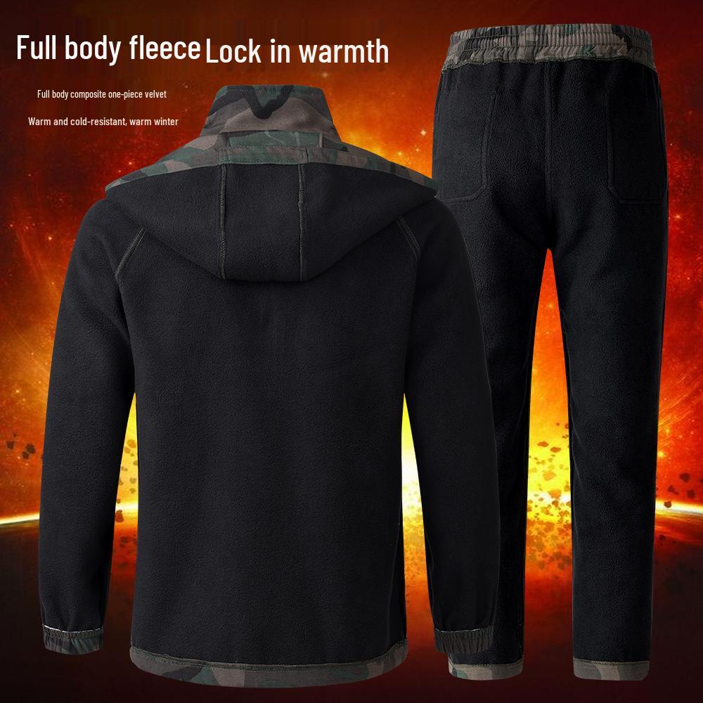 Men's Waterproof Camouflage Workwear Set - Velvet Lined, Wear-Resistant, Outdoor Cold Protection
