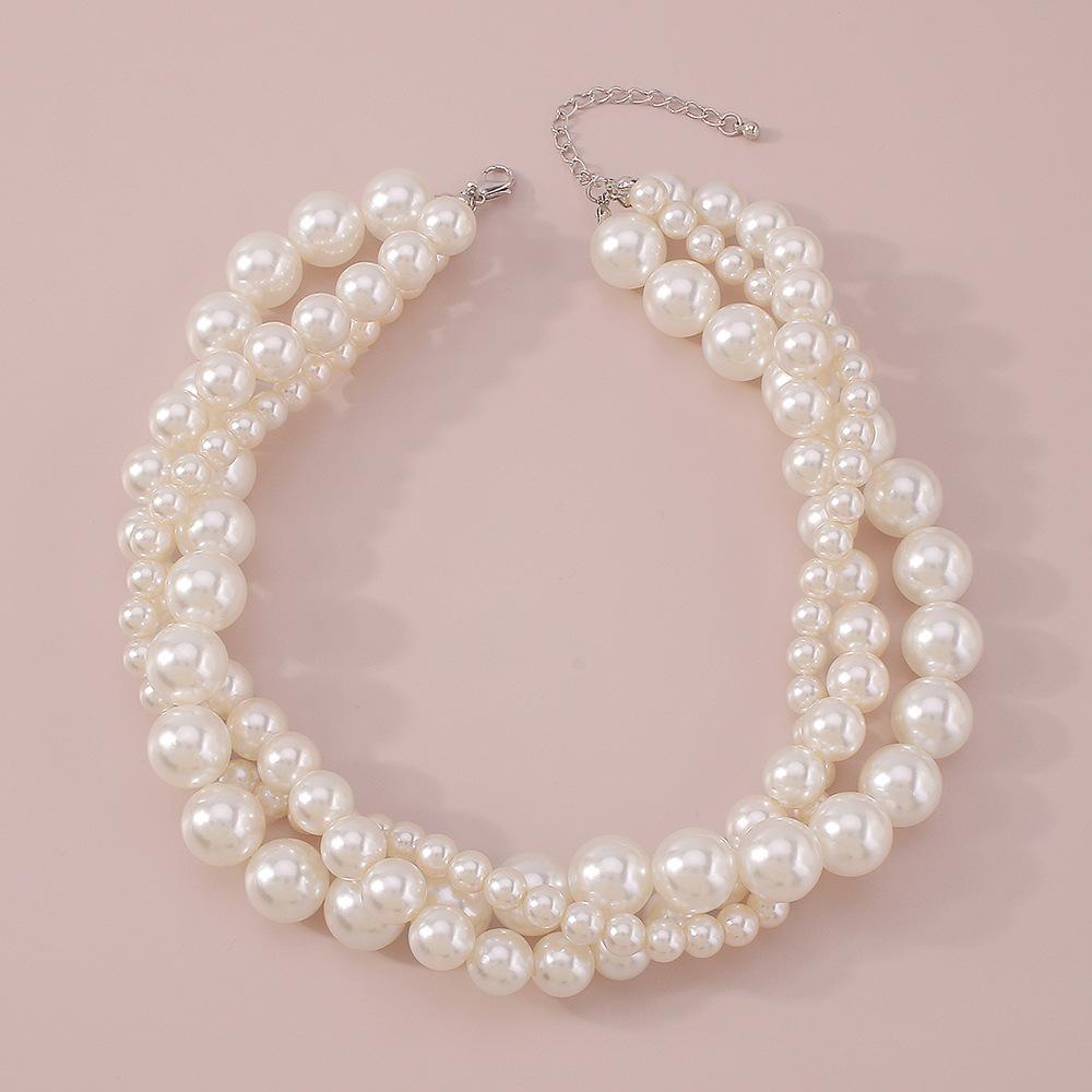 Tooxika Retro Elegant Fashion Choker Necklace Exaggerated Pearl Geometric Personality Temperament Necklace