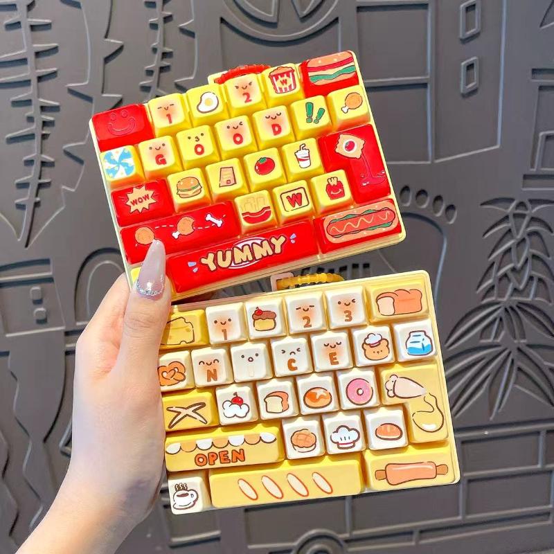 Cute Cartoon 26 Key Keyboard Stress Relief Squeeze Toy Portable Hanging Pendant for Kids Adults Easter Basket Stuffers