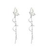 S Silver Needle Butterfly Tassel Earrings Women's Light Luxury Design Earrings Retro Super Immortal New Earrings