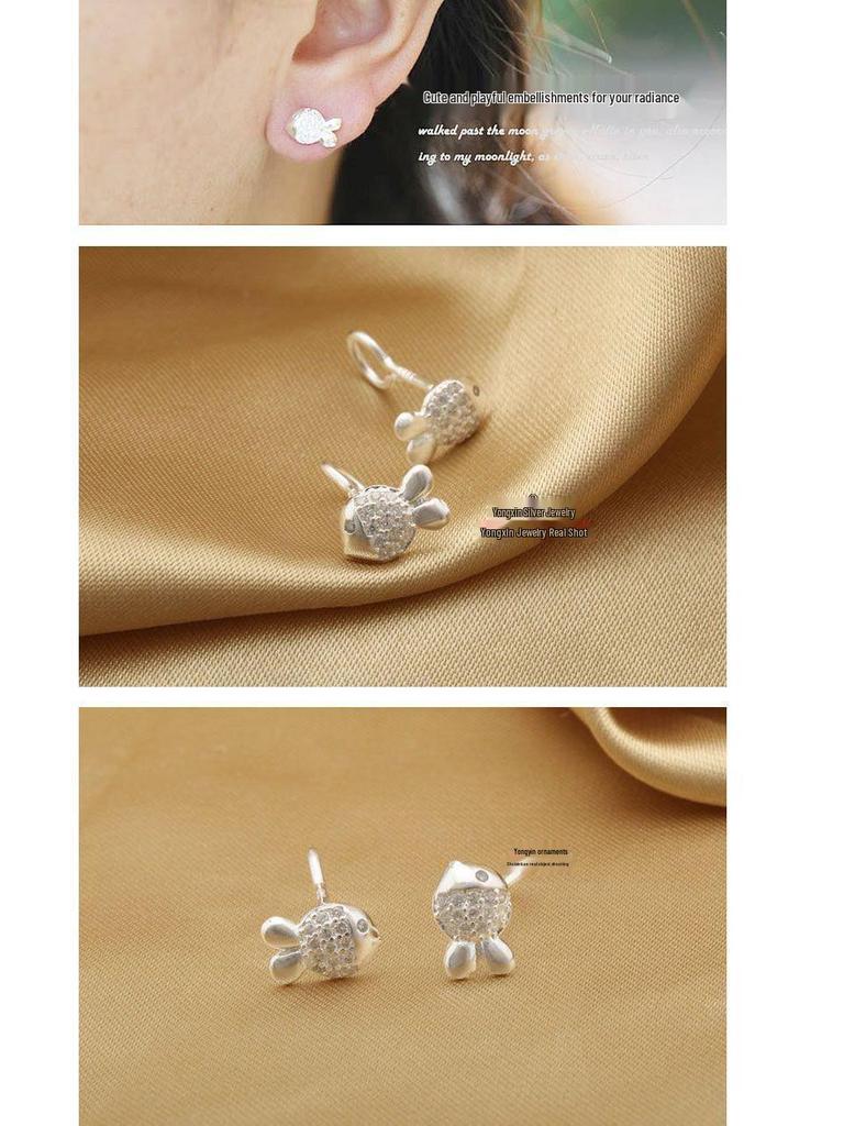Clownfish Design 999 Pure Silver & Zirconia Hook Earrings for Women - Breathable, Anti-Allergenic, and Comfortable.
