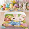 Bedding Pillowcase Quilt Cover 3-Piece Set Cute Cartoon White Rabbit, Colorful Easter Egg And Flower Pattern