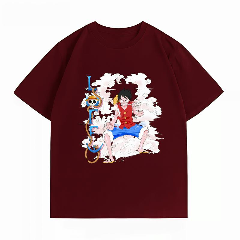 Unisexs Clothing New 100 Cotton Breathable Summer Tshirt One Piece Luffy Print Casual Streetwear Unisexs Tshirt