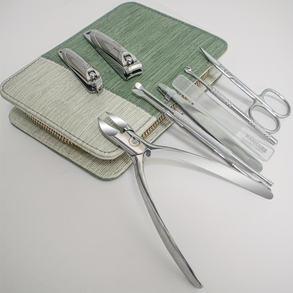 9Pcs Manicure Sets Pedicure Kits Stainless Steel Nail Clipper Personal Care Tools with PU Leather Case