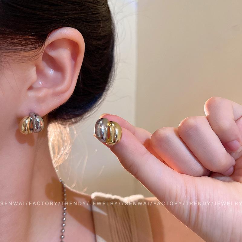 Золотые и серебряные серьги-пусеты C-типа с намоткой, женский дизайн, высококлассные изысканные серьги, ретро, уникальный темперамент, оптовая продажа