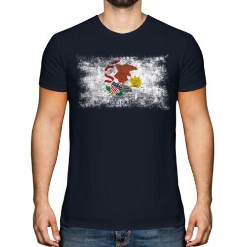

Illinois State Flag Worn Effect T-Shirt Top Shirt Jersey Gift L