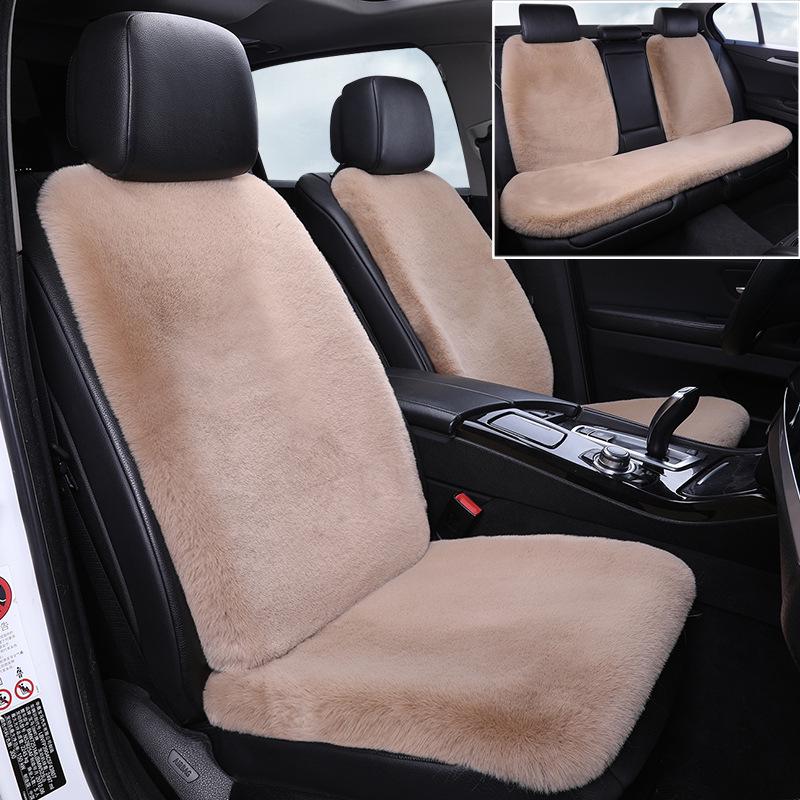 Winter Rabbit Fur Wool Heated Car Seat Cushion - Non-slip, Warm, for Single Seat with Small Waist Support