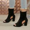 2026 Nuovi Sandali alla Moda con Bocca di Pesce Vuoti Tacchi Alti Spessi Stivali Freschi da Donna Sandali Grandi Estivi Traspiranti Scarpe da Donna