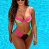 2026 European and American New Foreign Trade Gathering Color Matching Split Bikini Swimsuit Bikini Swimsuit Women