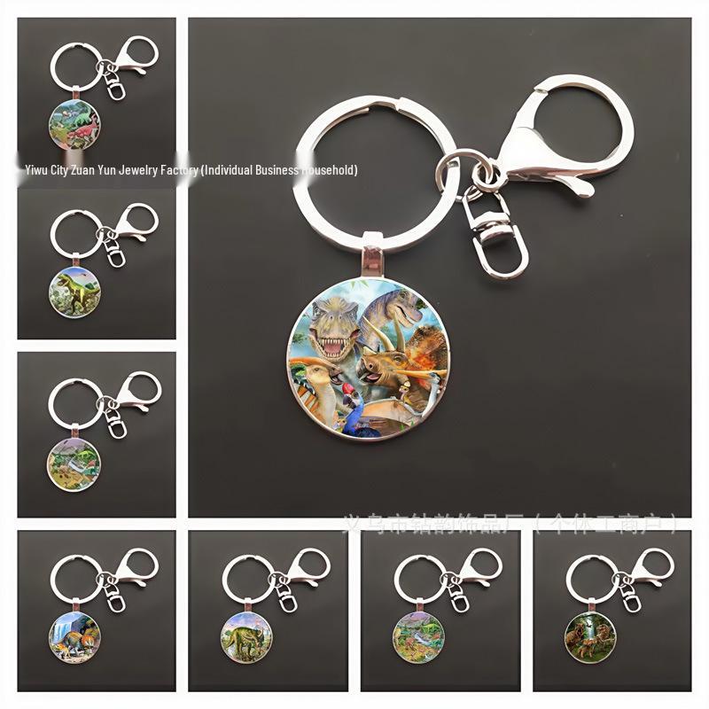 Dinosaur Keychain Pendant: T-Rex, Pterodactyl, Diplodocus, Spinosaurus with Metal Lobster Clasp - Popular European & American Design