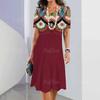 Elegante Abito Midi da Donna a Maniche Corte Moda Stampa 3D Taglie Forti Abbigliamento da Spiaggia