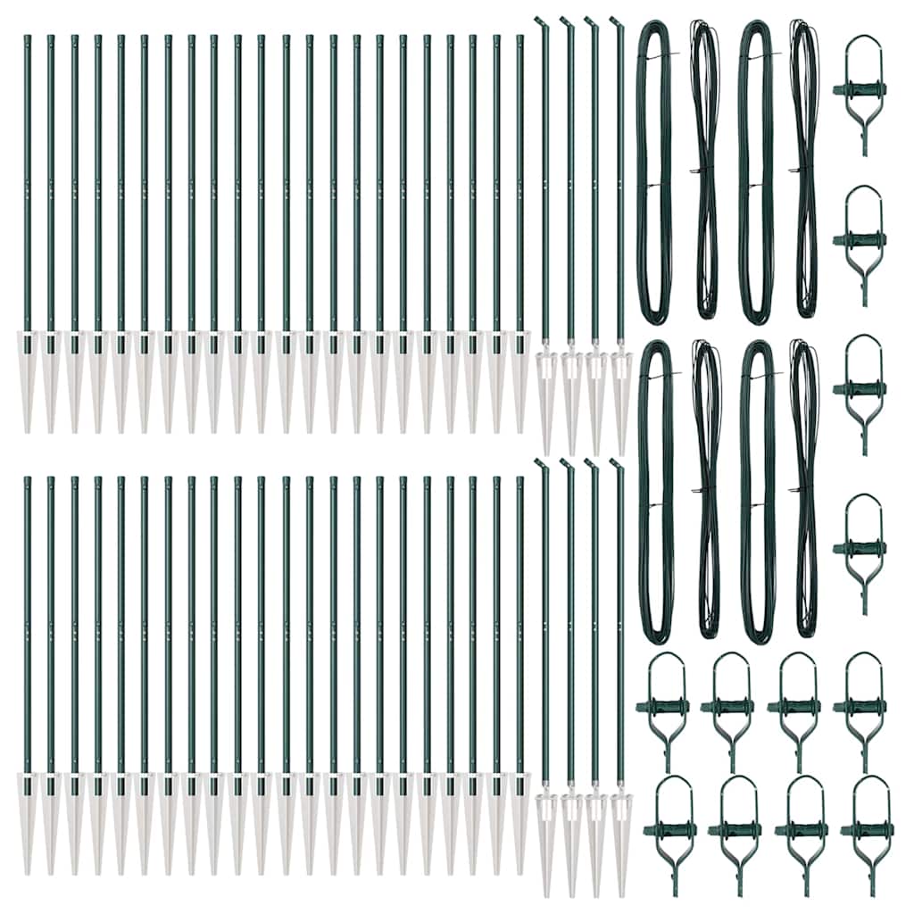 Fence Posts with Drive In Sleeve 52 Pcs Green